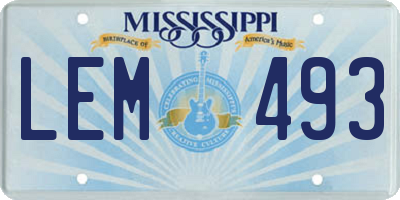 MS license plate LEM493