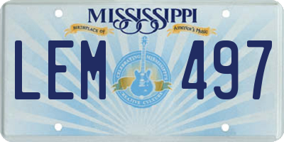 MS license plate LEM497