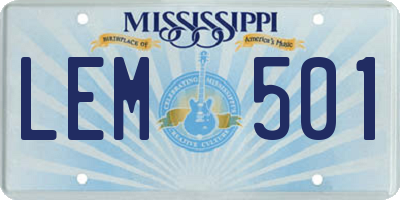 MS license plate LEM501