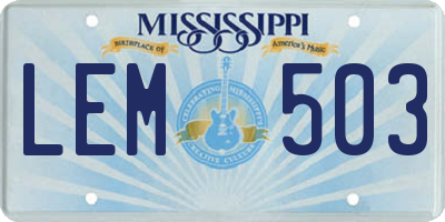MS license plate LEM503