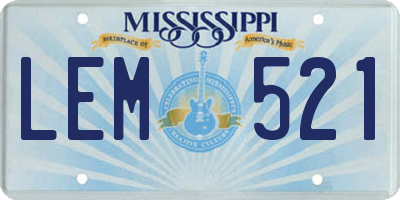 MS license plate LEM521