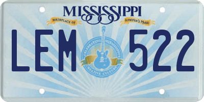 MS license plate LEM522