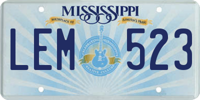MS license plate LEM523