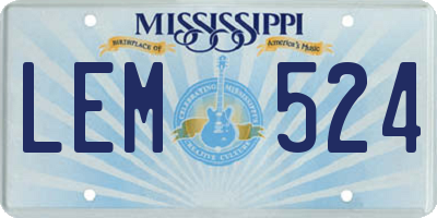 MS license plate LEM524
