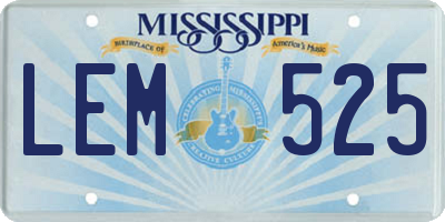 MS license plate LEM525