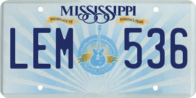 MS license plate LEM536