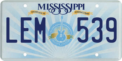 MS license plate LEM539