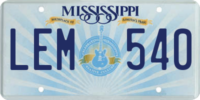 MS license plate LEM540