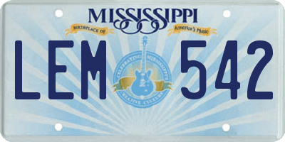 MS license plate LEM542
