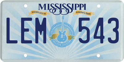 MS license plate LEM543