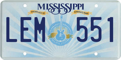 MS license plate LEM551