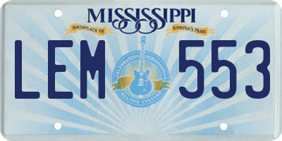 MS license plate LEM553