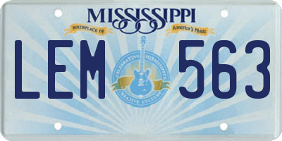 MS license plate LEM563