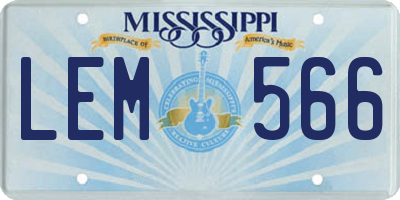 MS license plate LEM566