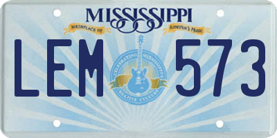 MS license plate LEM573