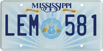 MS license plate LEM581