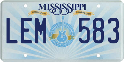MS license plate LEM583