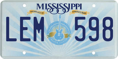 MS license plate LEM598