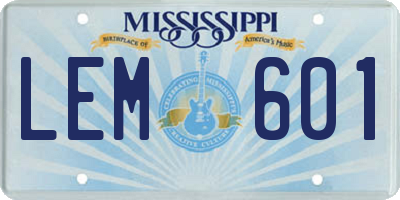 MS license plate LEM601