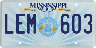 MS license plate LEM603