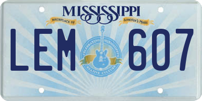 MS license plate LEM607