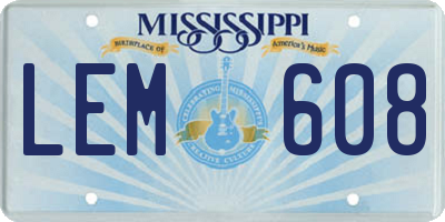 MS license plate LEM608