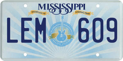 MS license plate LEM609