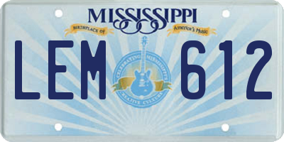 MS license plate LEM612