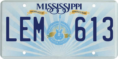 MS license plate LEM613