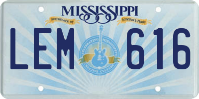 MS license plate LEM616