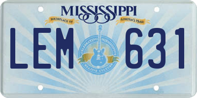 MS license plate LEM631