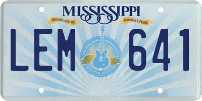 MS license plate LEM641