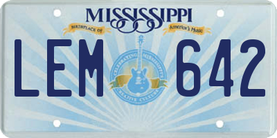 MS license plate LEM642