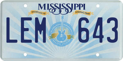MS license plate LEM643