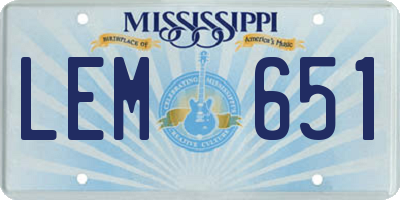 MS license plate LEM651