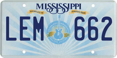 MS license plate LEM662
