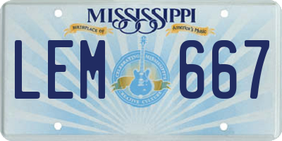 MS license plate LEM667