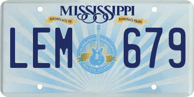MS license plate LEM679