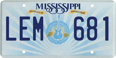 MS license plate LEM681