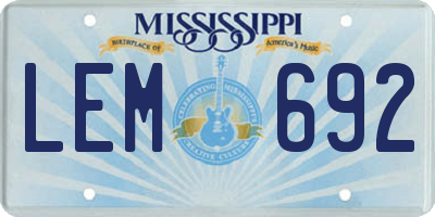 MS license plate LEM692
