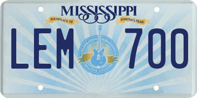 MS license plate LEM700