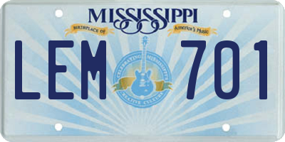 MS license plate LEM701