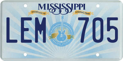 MS license plate LEM705