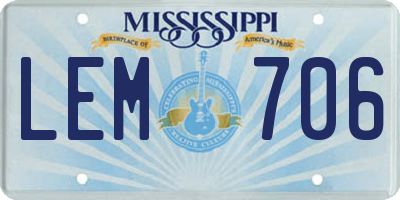 MS license plate LEM706
