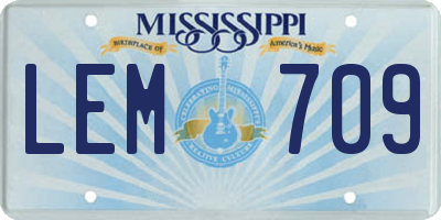 MS license plate LEM709