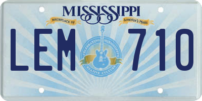 MS license plate LEM710