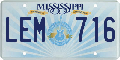 MS license plate LEM716