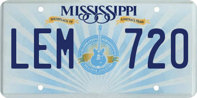 MS license plate LEM720