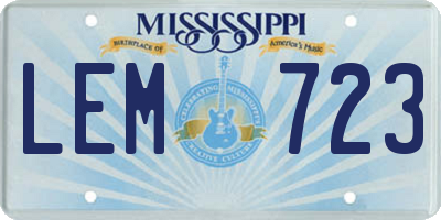 MS license plate LEM723