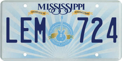 MS license plate LEM724
